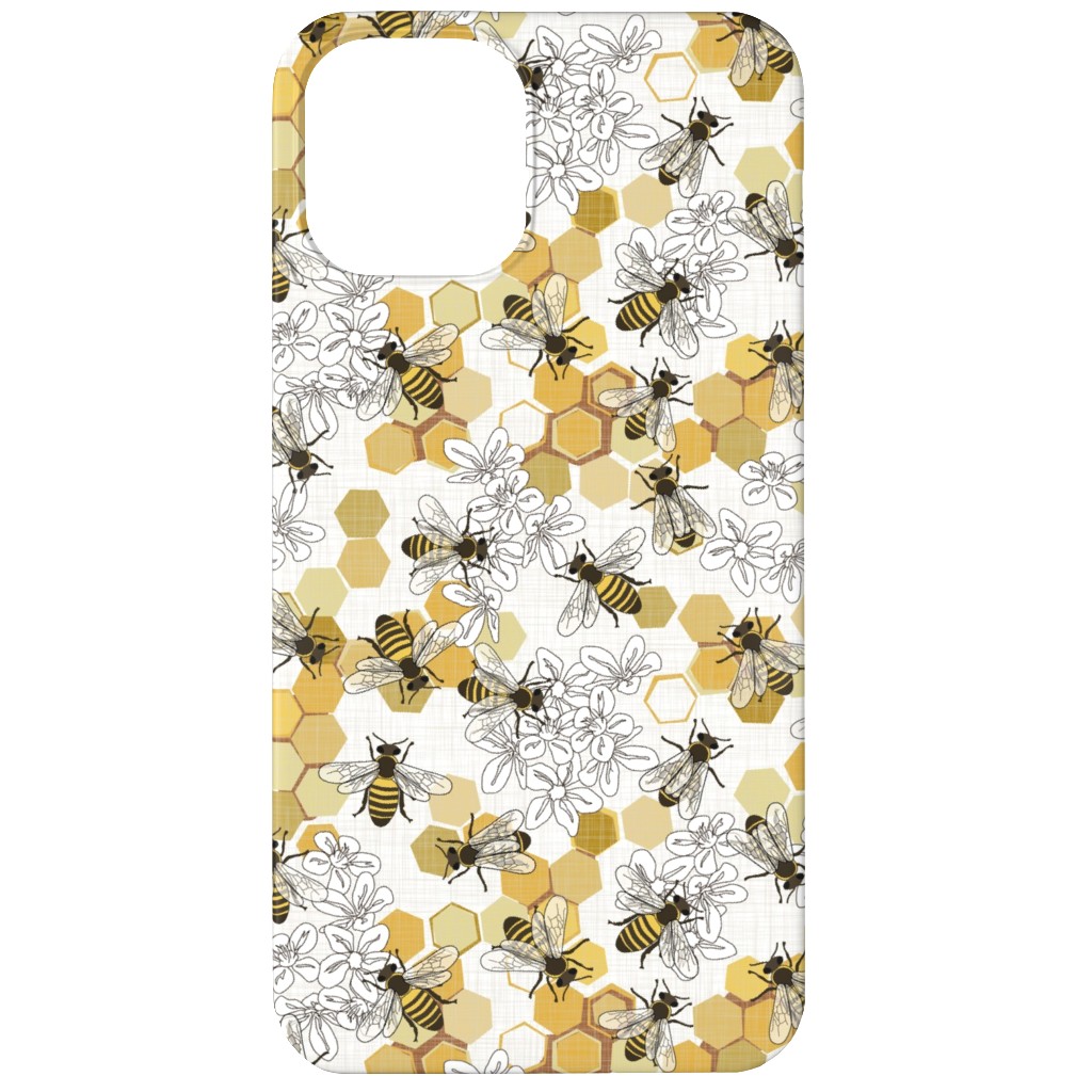 Save the Honey Bees - Yellow Phone Case, Silicone Liner Case, Matte, iPhone 12, Yellow, Classic Yellow
