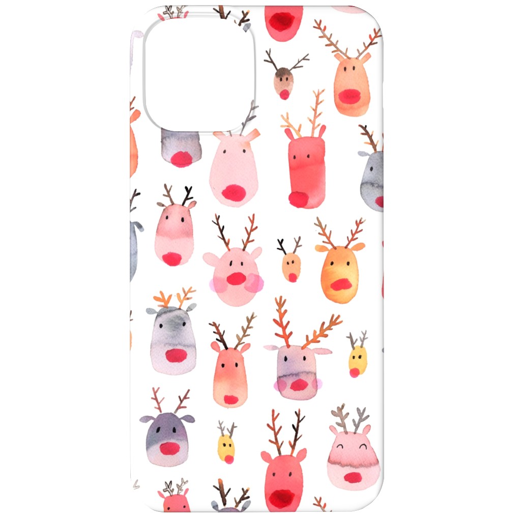 Rudolph Reindeers Phone Case, Silicone Liner Case, Matte, iPhone 12, Red, White