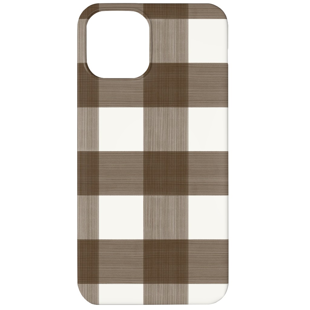 Cross Hatch Plaid Phone Case, Silicone Liner Case, Matte, iPhone 12, Brown