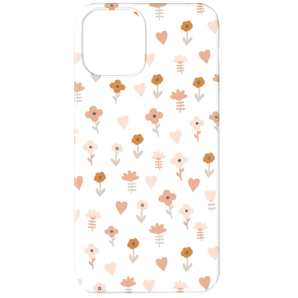 Wild Flowers - Boho - Neutral on White Phone Case, Silicone Liner Case, Matte, iPhone 12, Pink