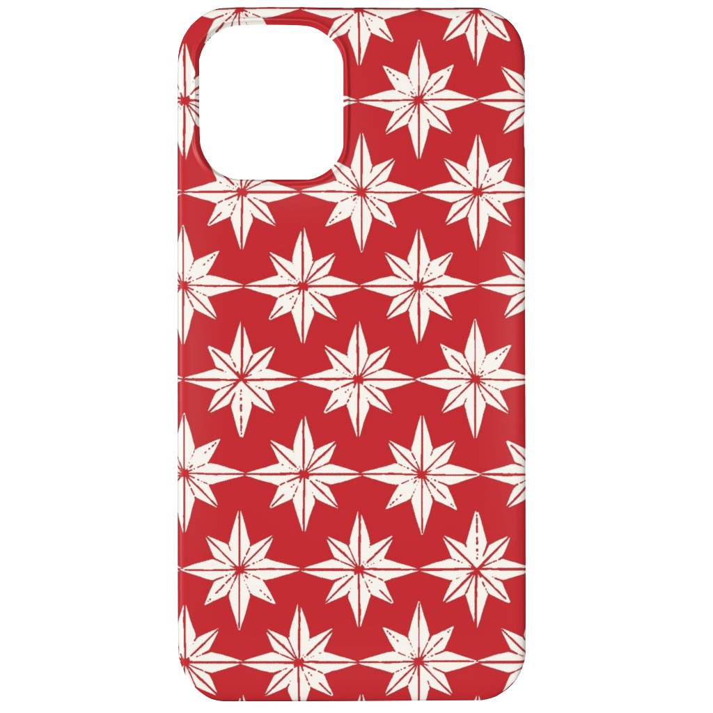 Christmas Star Tiles Phone Case, Silicone Liner Case, Matte, iPhone 12, Red