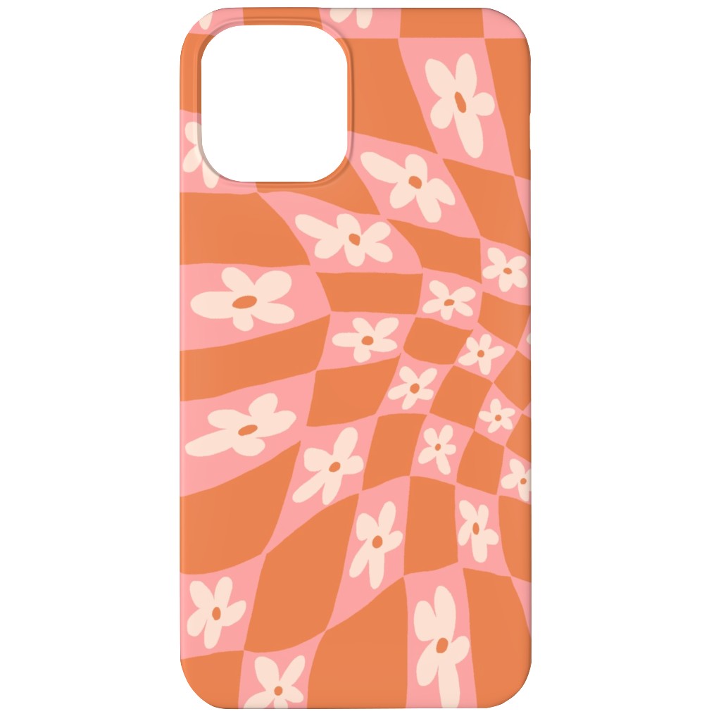 Trippy Chamomile - Floral - Orange and Pink Phone Case, Silicone Liner Case, Matte, iPhone 12, Orange