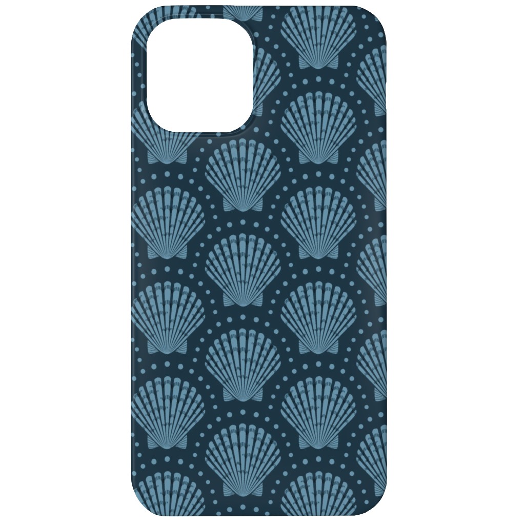 Pretty Scallop Shells - Navy Blue Phone Case, Silicone Liner Case, Matte, iPhone 12, Blue