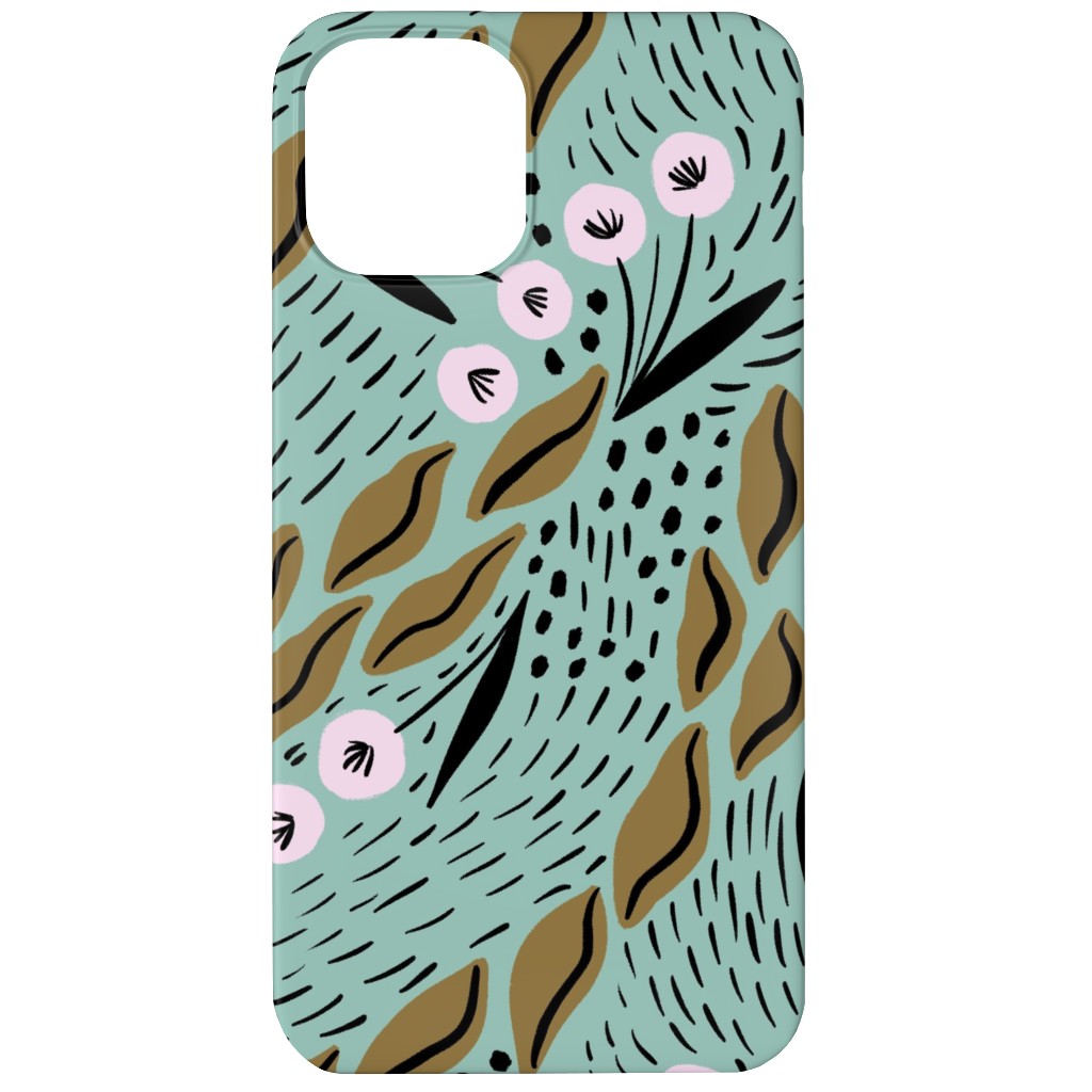 Flower Patch Lane on Mint Phone Case, Silicone Liner Case, Matte, iPhone 12, Green