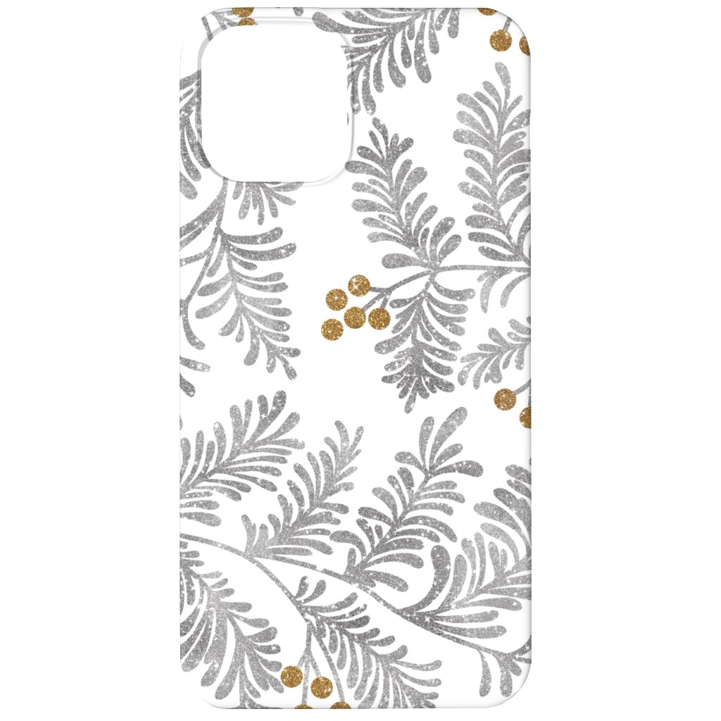 Winter Branches Phone Case, Silicone Liner Case, Matte, iPhone 12, Gray