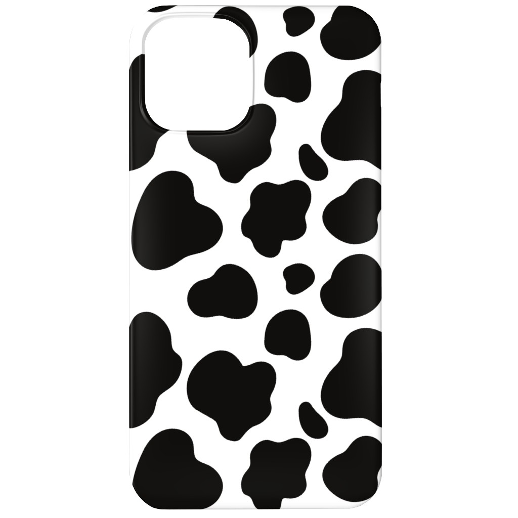 Cow Spots Pattern - Black on White Phone Case, Silicone Liner Case, Matte, iPhone 12, Black