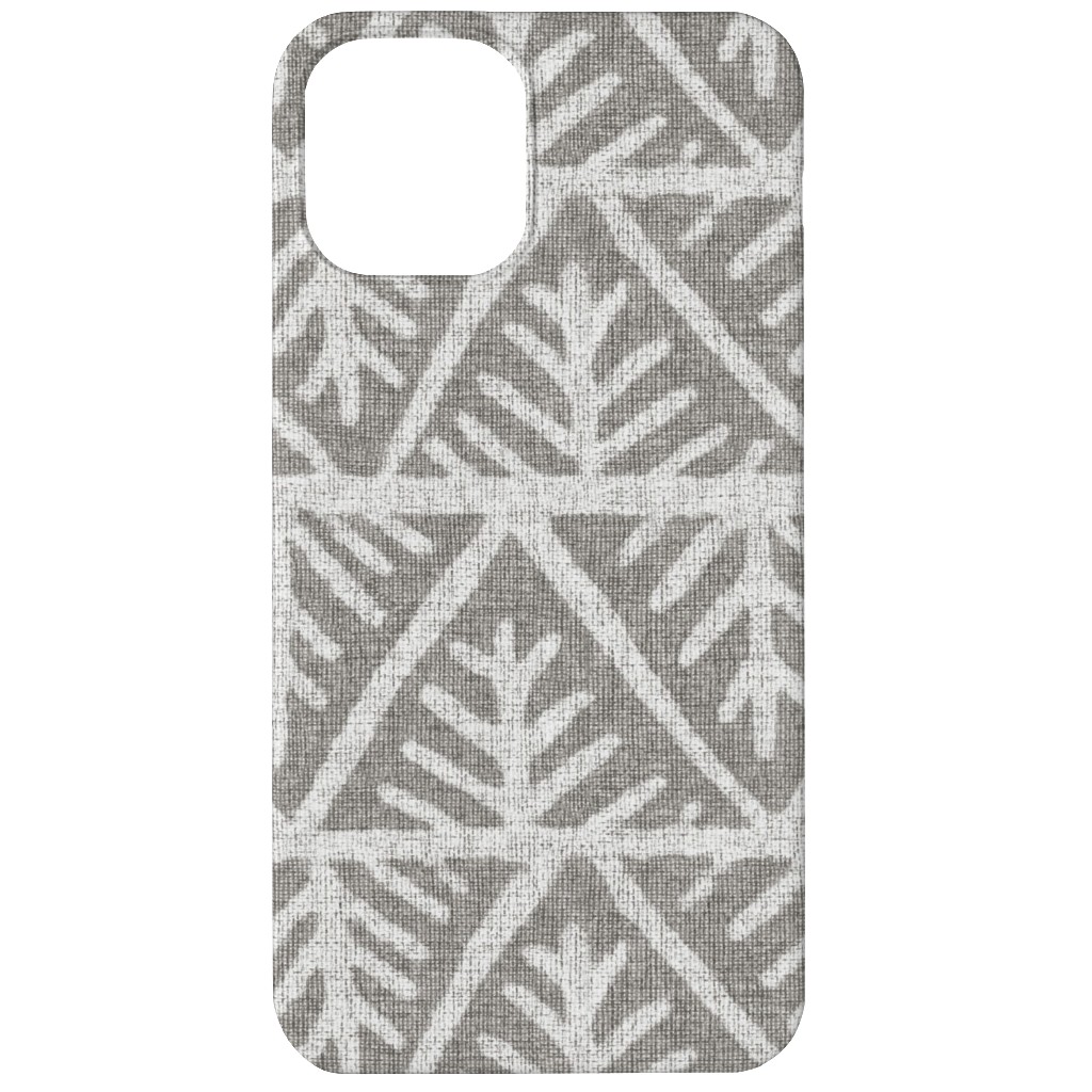 Textured Mudcloth Phone Case, Silicone Liner Case, Matte, iPhone 12, Gray, Silver