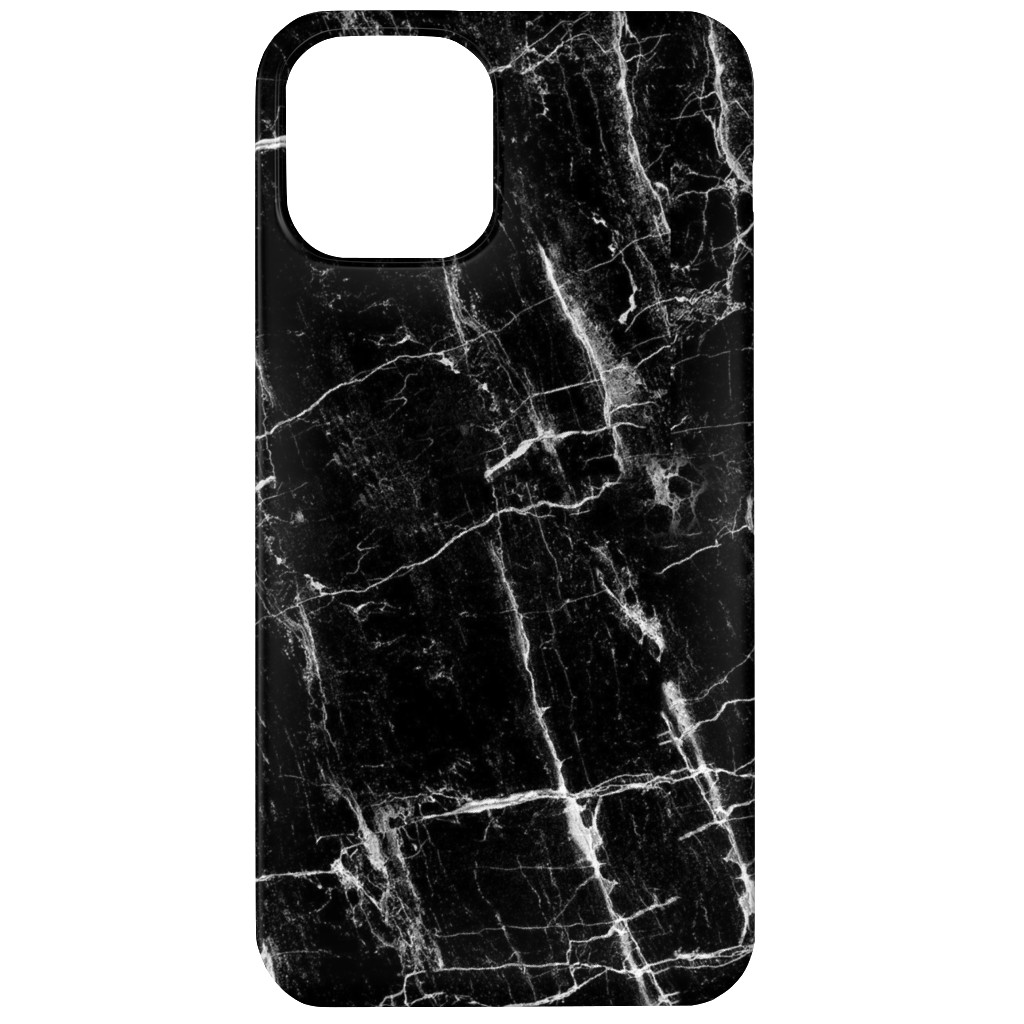 Cracked Black Marble Phone Case, Silicone Liner Case, Matte, iPhone 12, Black