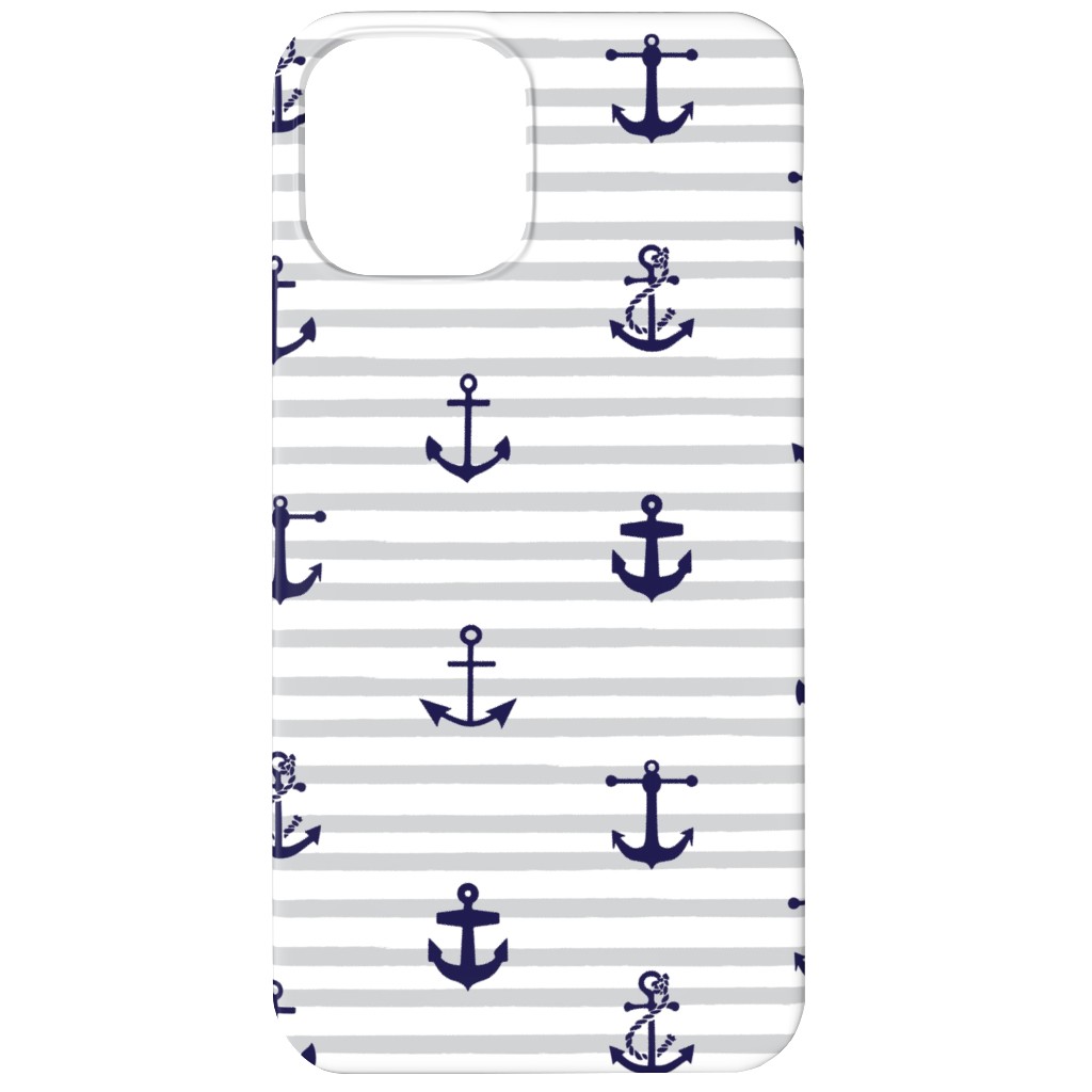 Anchors Away - Black on Gray Stripes Phone Case, Silicone Liner Case, Matte, iPhone 12, Gray, Gray