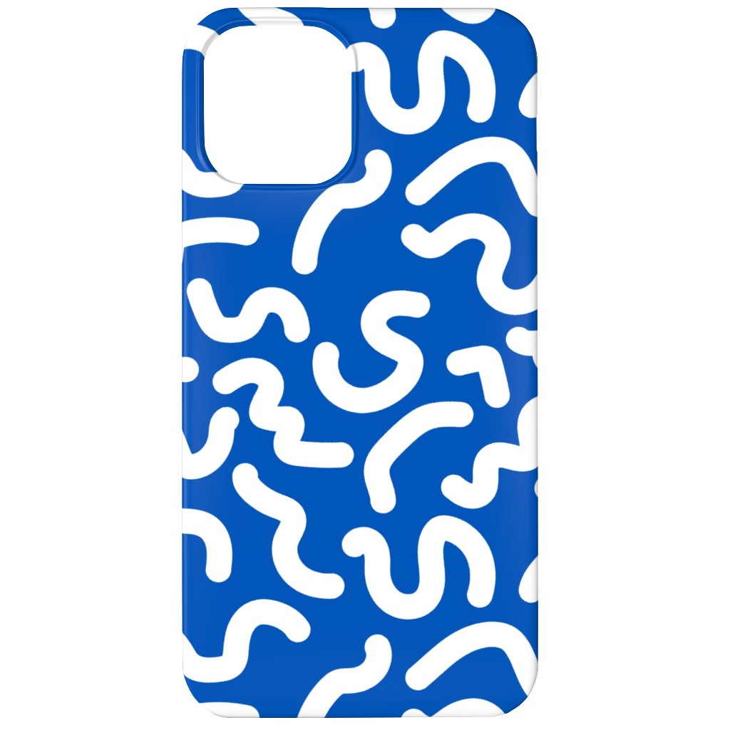Dark Squiggles - Blue Phone Case, Silicone Liner Case, Matte, iPhone 12, Blue