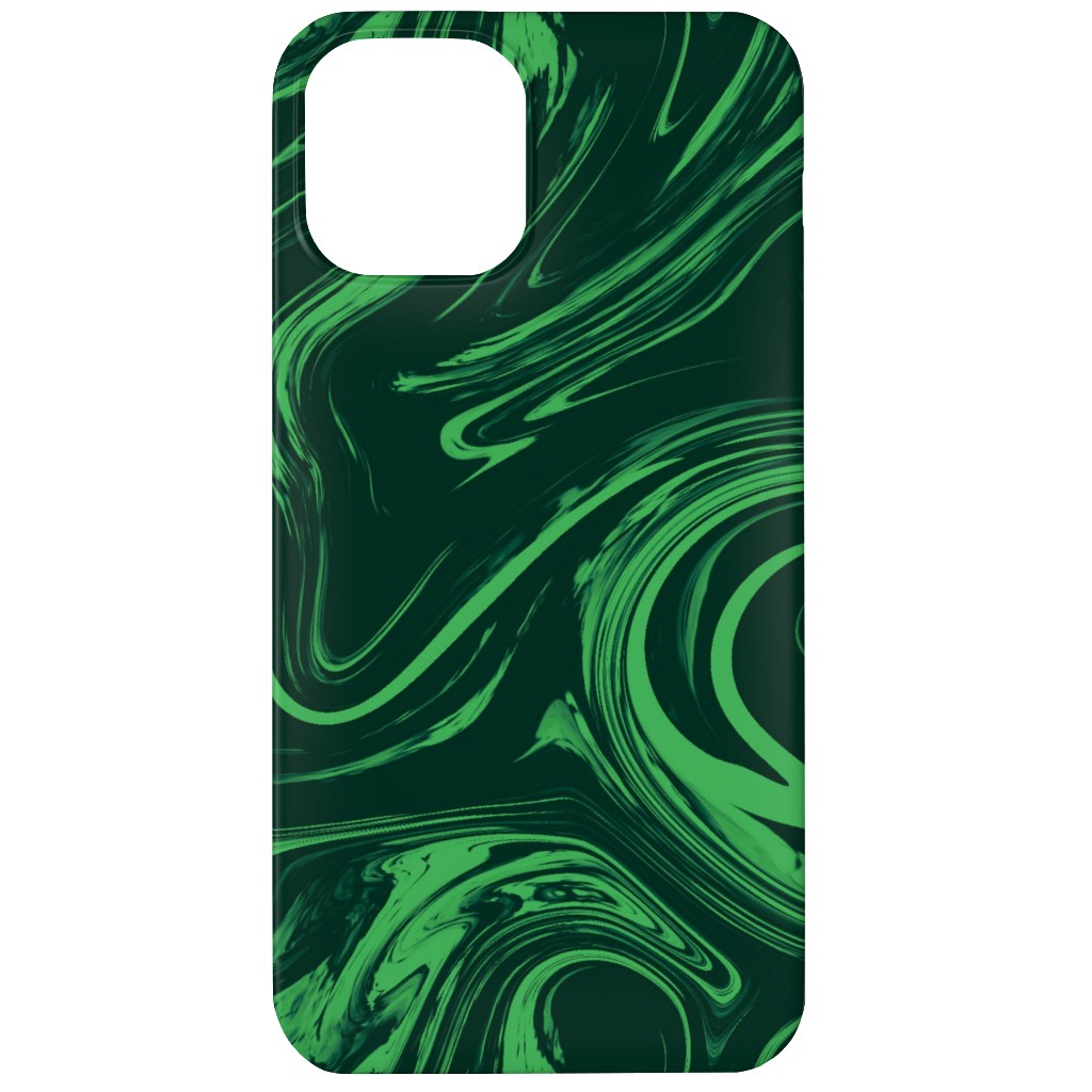Marbled Paper - Deep Emerald Phone Case, Silicone Liner Case, Matte, iPhone 12, Green, Classic Green