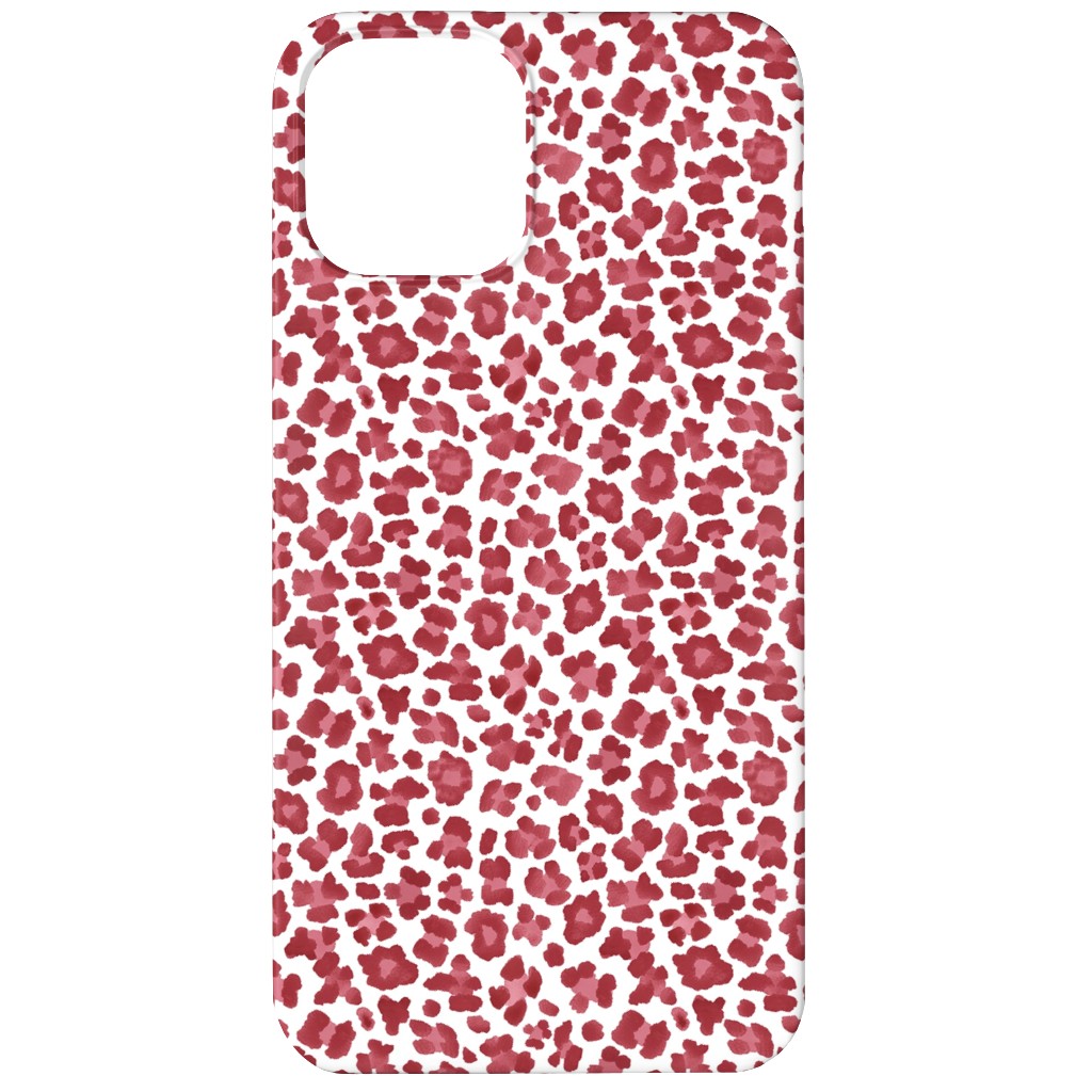 Leopard Pattern Print Phone Case, Silicone Liner Case, Matte, iPhone 12, Red