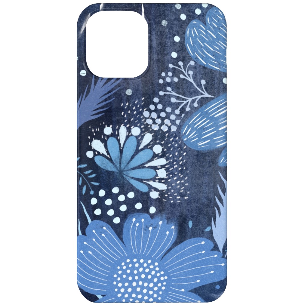 Shibori Flower Abundance - Blue Phone Case, Silicone Liner Case, Matte, iPhone 12, Blue
