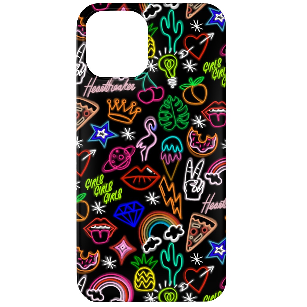 Neon Signs - Black Phone Case, Silicone Liner Case, Matte, iPhone 12, Multicolor