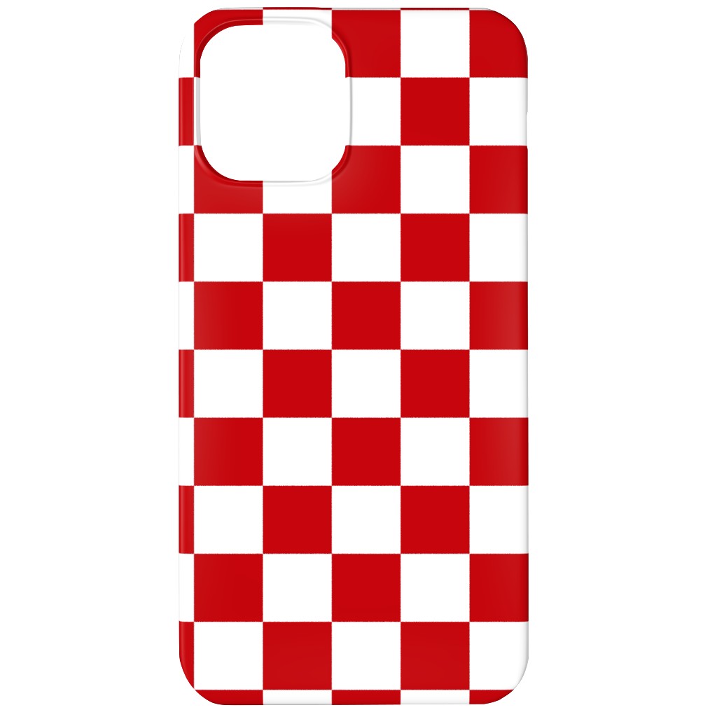 Checkerboard - Red and White Phone Case, Silicone Liner Case, Matte, iPhone 12, Red