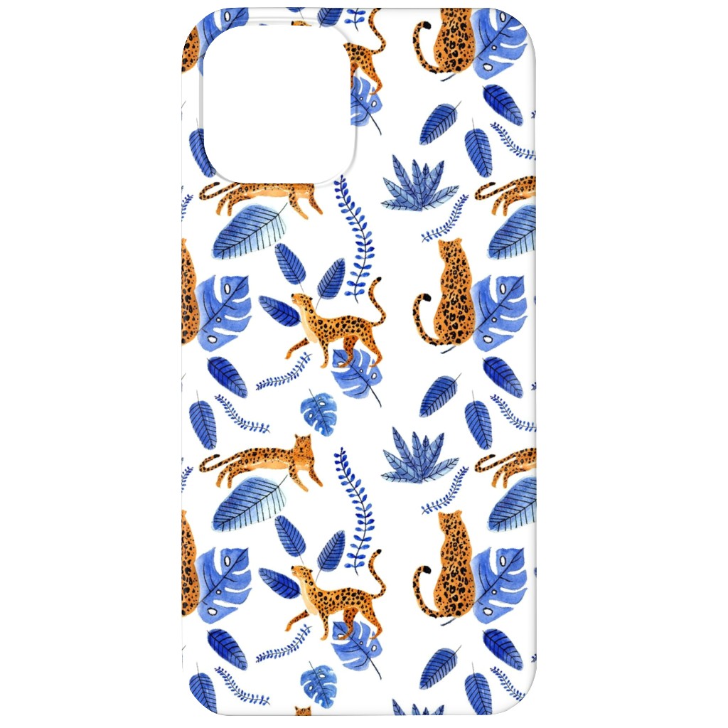Leopard Tropical Exotic - Blue Phone Case, Silicone Liner Case, Matte, iPhone 12, Multicolor