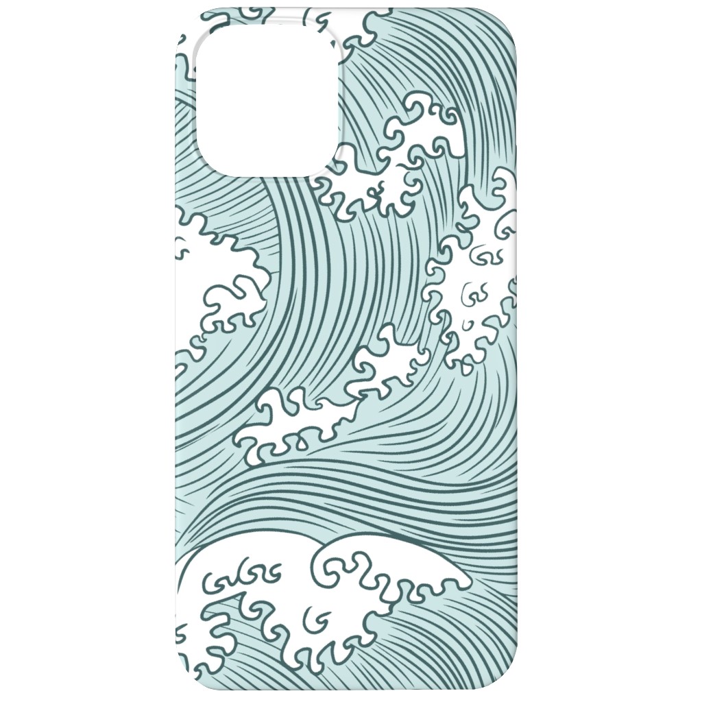 Japanese Waves Phone Case, Silicone Liner Case, Matte, iPhone 12, Blue