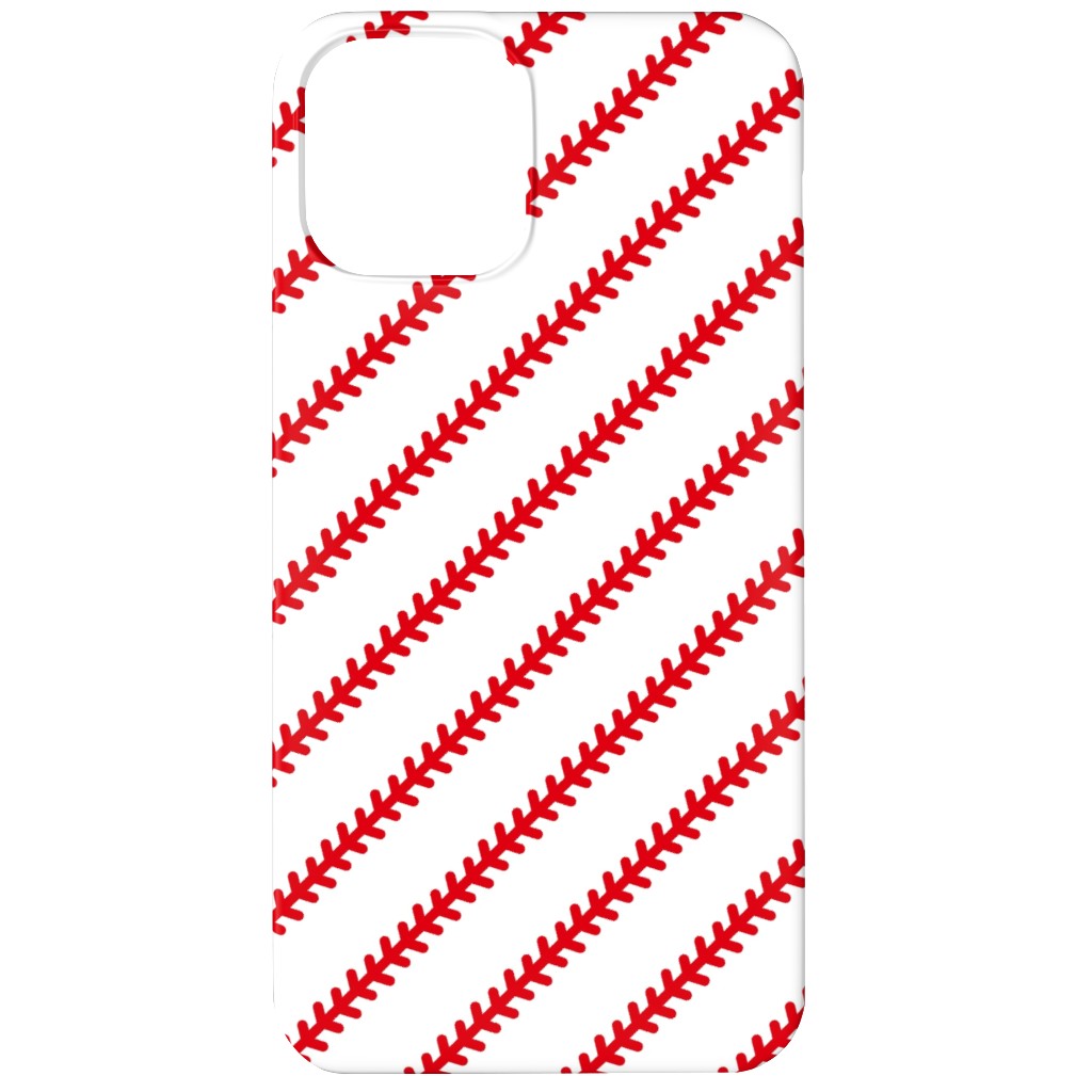 Baseball Stitch - Baseball - White Phone Case, Silicone Liner Case, Matte, iPhone 12, Red