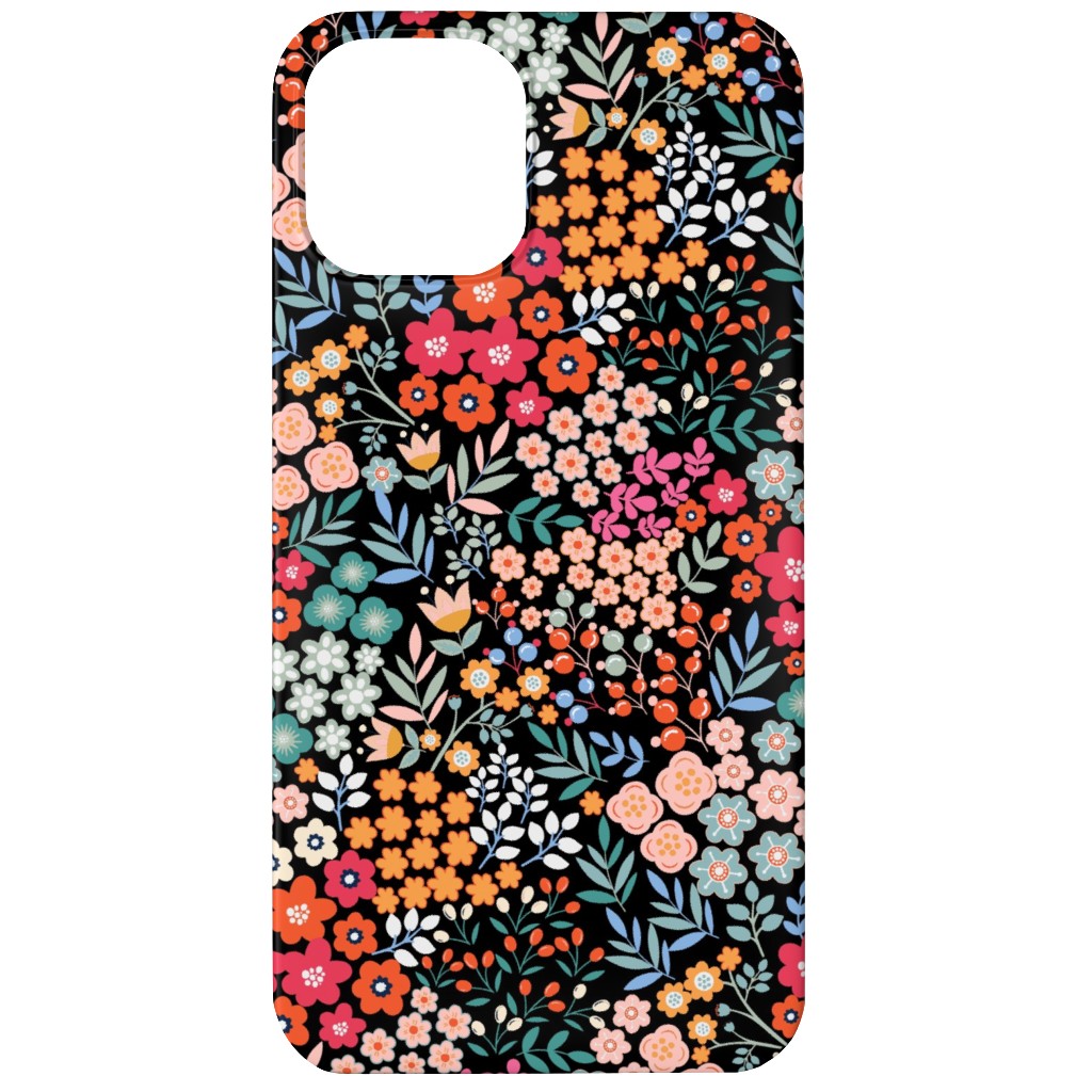 Summer Flower Phone Case, Slim Case, Matte, iPhone 12, Multicolor, Rich Black