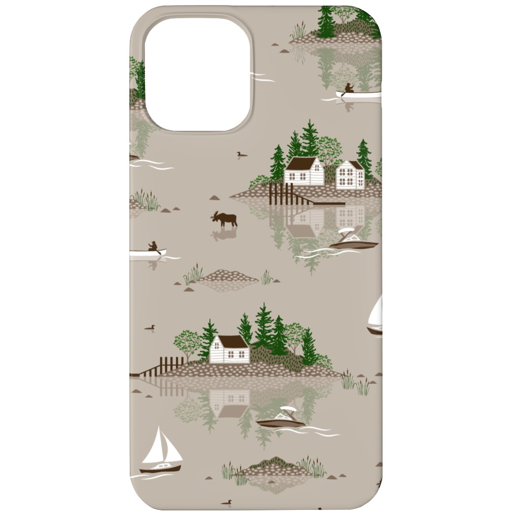 Boating on the Lake - Beige Phone Case, Slim Case, Matte, iPhone 12, Beige, Pearl