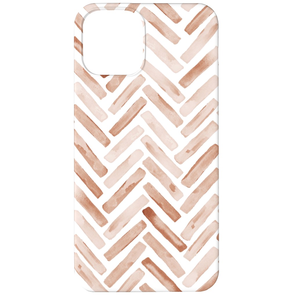 Painted Chevron Herringbone Phone Case, Slim Case, Matte, iPhone 12, Brown, Desert Rose