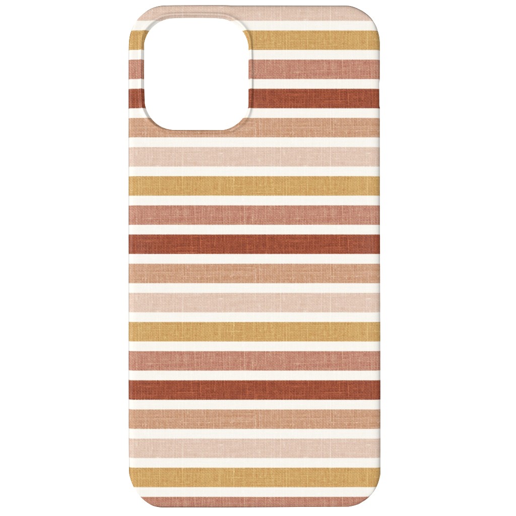 Retro Stripes - Pink on Faux Linen Phone Case, Slim Case, Matte, iPhone 12, Pink