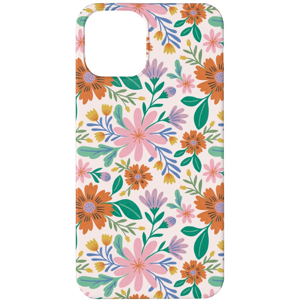 Happy Flowers - Pink Multi Phone Case, Slim Case, Matte, iPhone 12, Pink