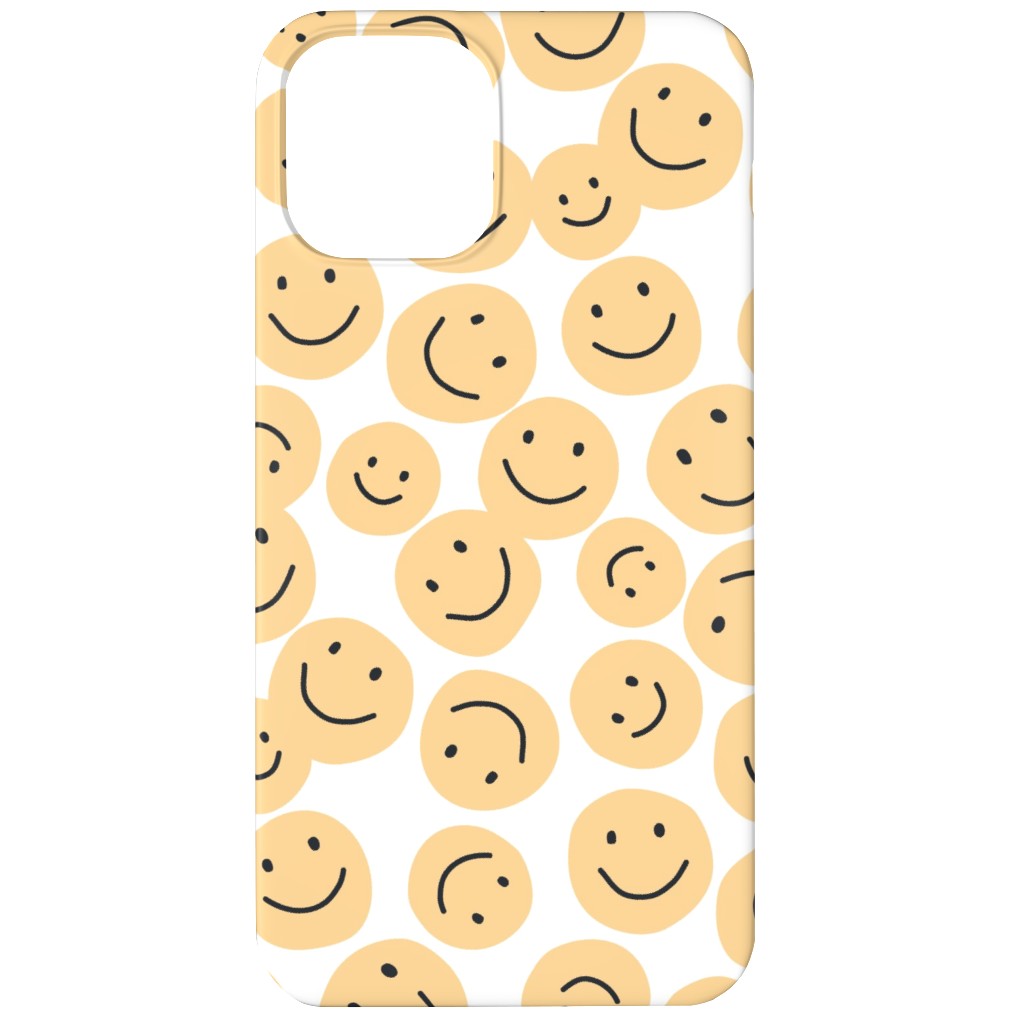 Happy Smiley Faces - Yellow Phone Case, Slim Case, Matte, iPhone 12, Yellow, Classic Yellow