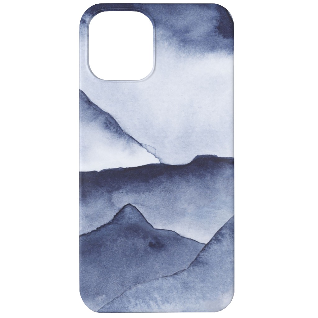 Watercolor Mountains - Blue Phone Case, Slim Case, Matte, iPhone 12, Blue