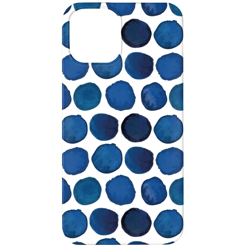 Watercolor Dots - Dark Phone Case, Slim Case, Matte, iPhone 12, Blue, True Blue