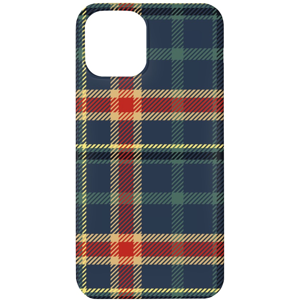 Navy Blue and Pine Plaid Phone Case, Slim Case, Matte, iPhone 12, Multicolor