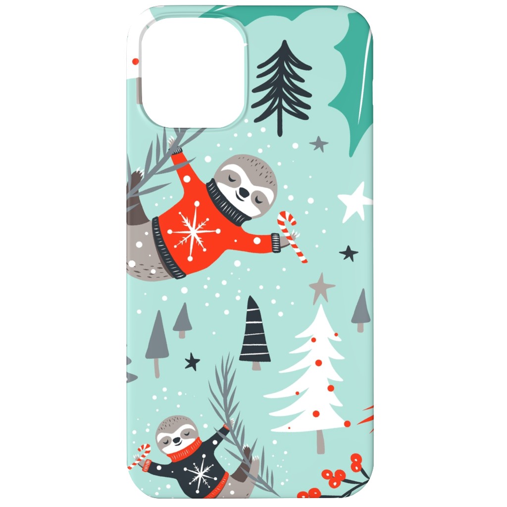 Slothy Holidays Phone Case, Slim Case, Matte, iPhone 12, Multicolor