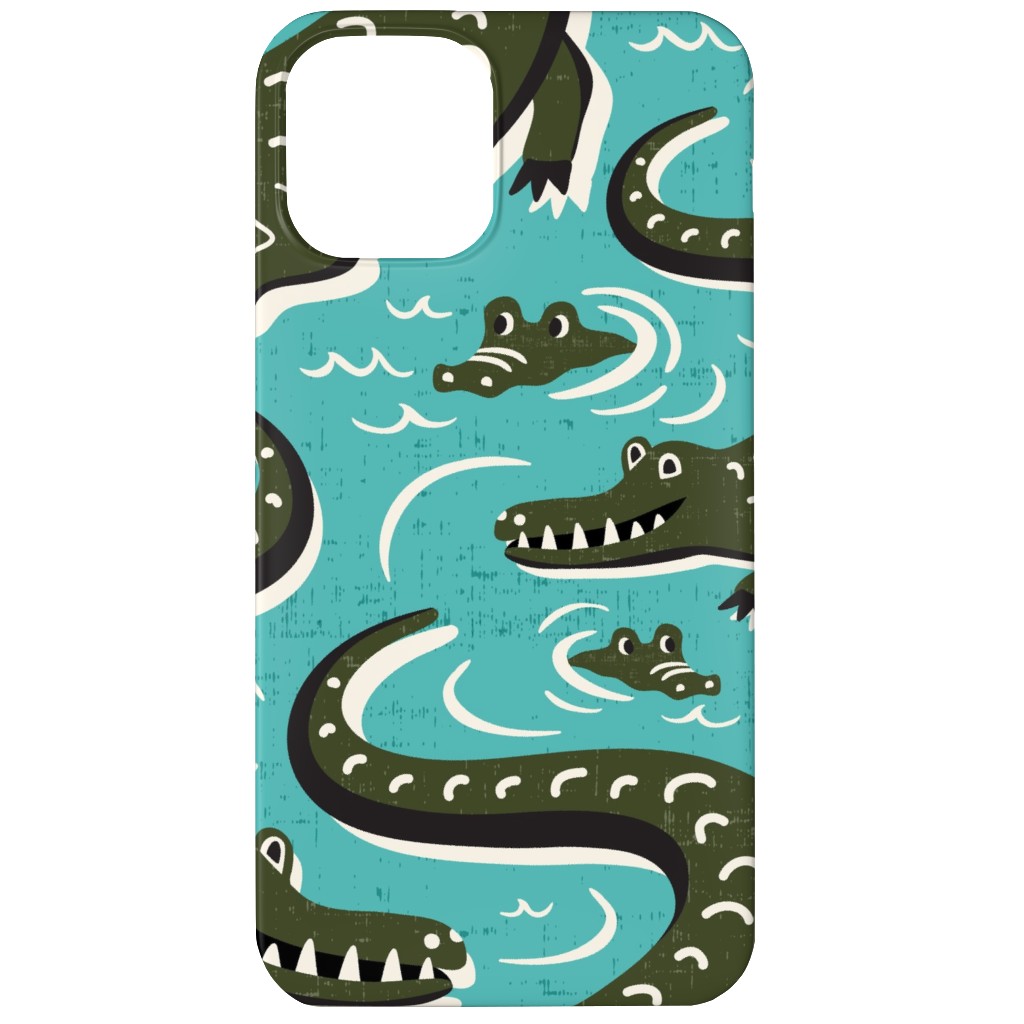 Down in the Bayou - Alligator Aqua Phone Case, Slim Case, Matte, iPhone 12, Blue