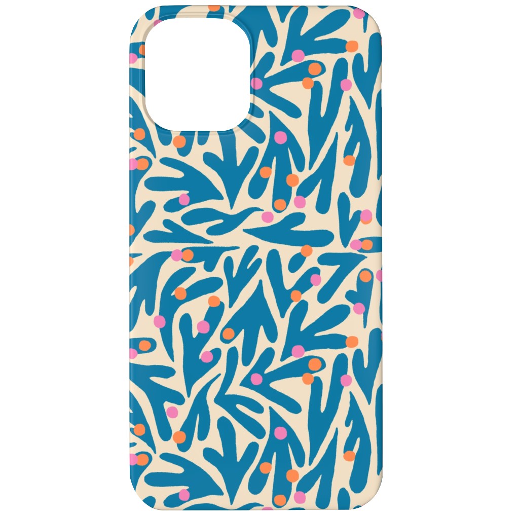 Funky Flora - Blue and White Phone Case, Slim Case, Matte, iPhone 12, Blue