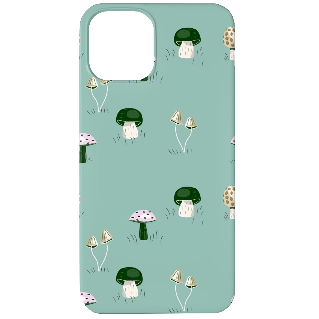 Mushroom Field - Green Phone Case, Slim Case, Matte, iPhone 12, Green, Classic Green
