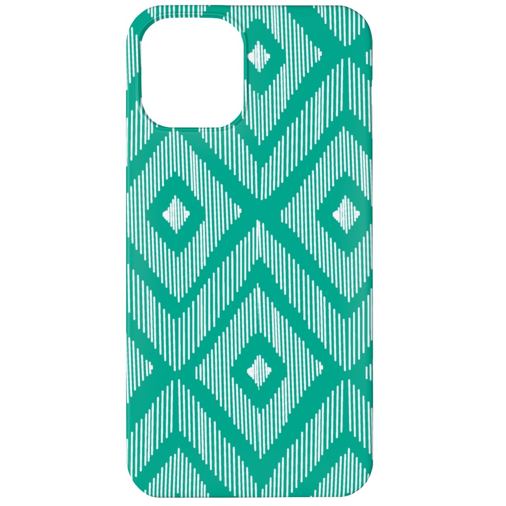 Ikat Phone Case, Slim Case, Matte, iPhone 12, Green, Tidal Wave