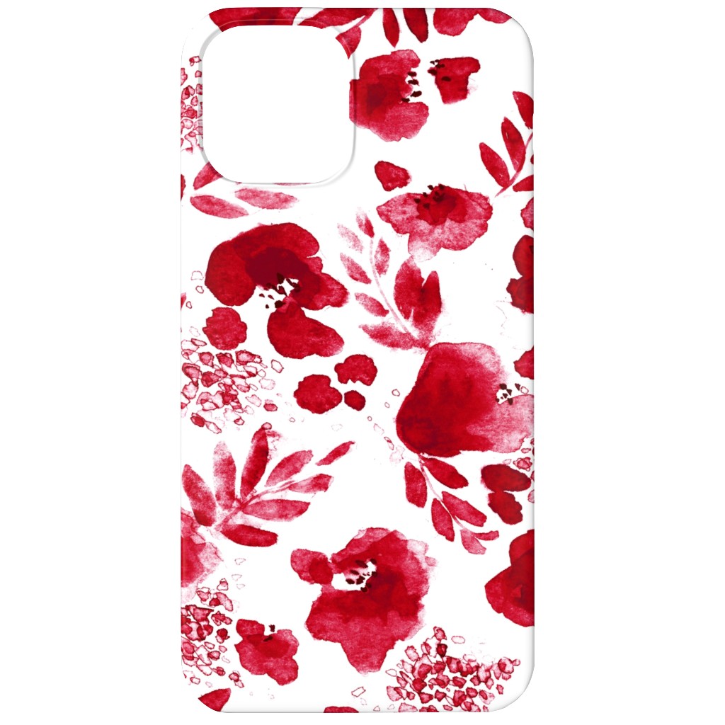 Floret Floral - Red Phone Case, Slim Case, Matte, iPhone 12, Red