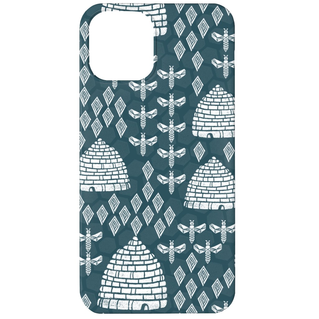 Vintage Bees and Hives - Blue Phone Case, Slim Case, Matte, iPhone 12, Green