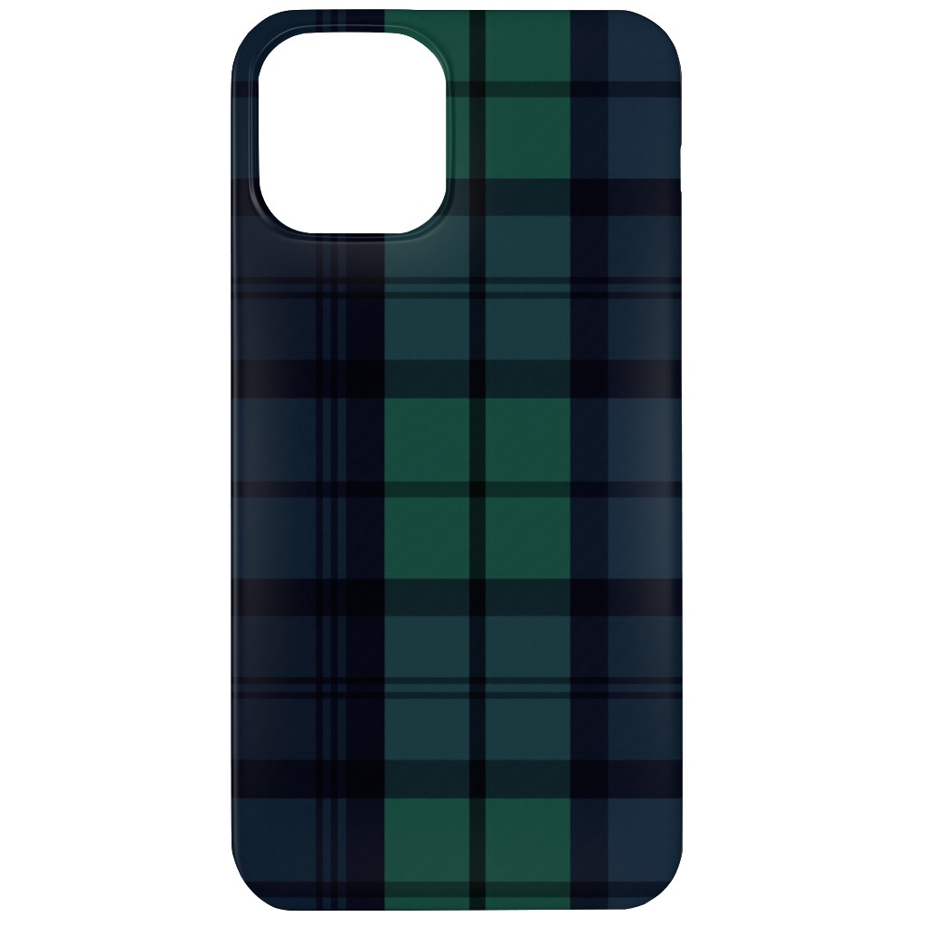Dark Green Plaid Phone Case, Slim Case, Matte, iPhone 12, Green
