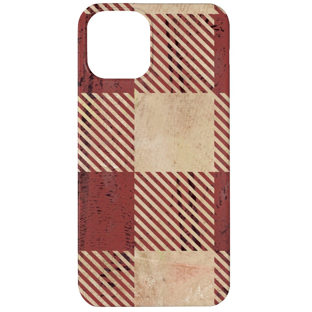 Rustic Buffalo Plaid - Red Phone Case, Slim Case, Matte, iPhone 12, Red, Red
