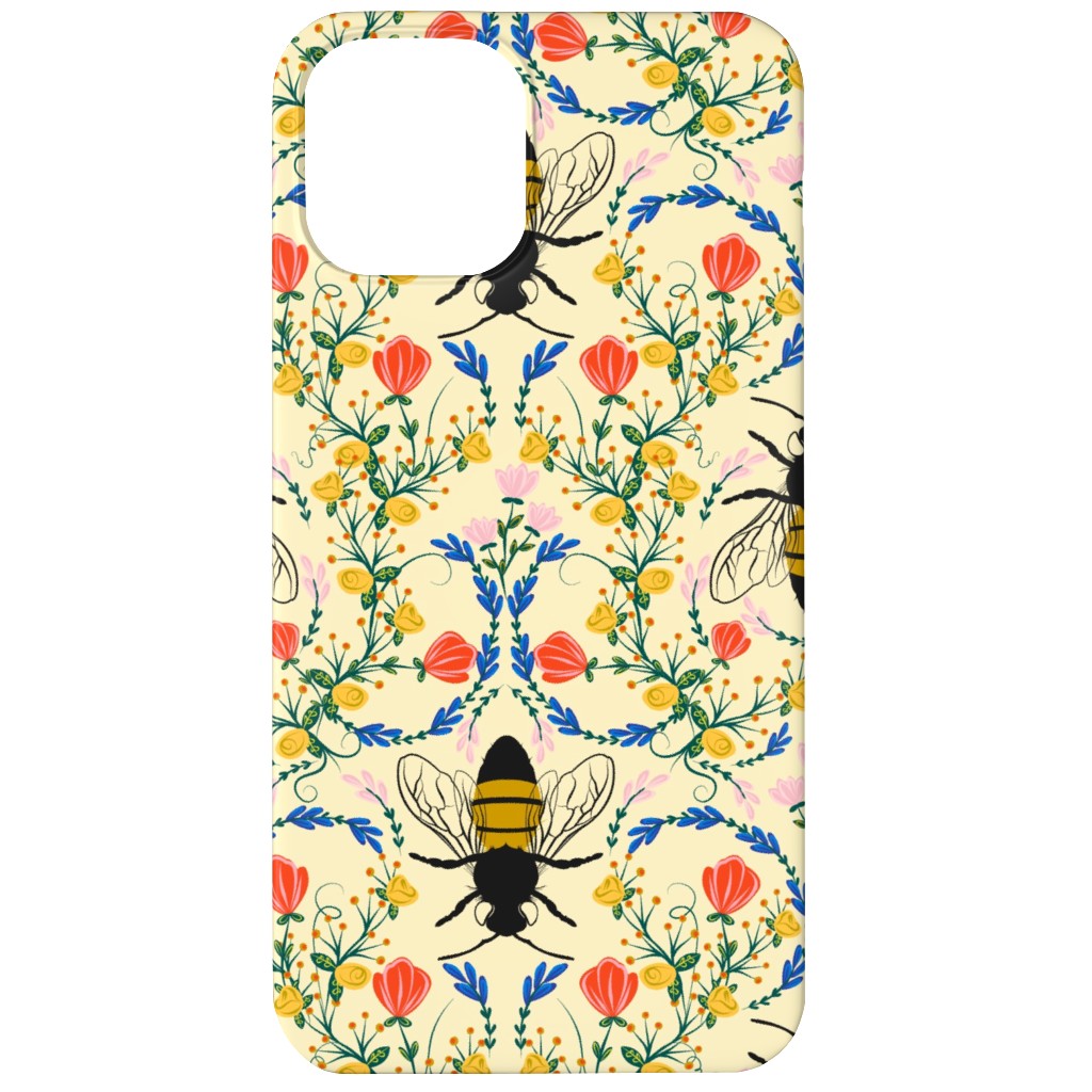 Bee Garden - Multi on Cream Phone Case, Slim Case, Matte, iPhone 12, Yellow