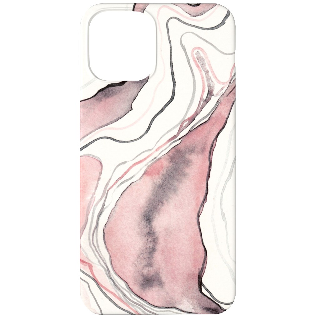 Marbled Watercolor Stone - Pink Phone Case, Slim Case, Matte, iPhone 12, Pink, Bright Pink