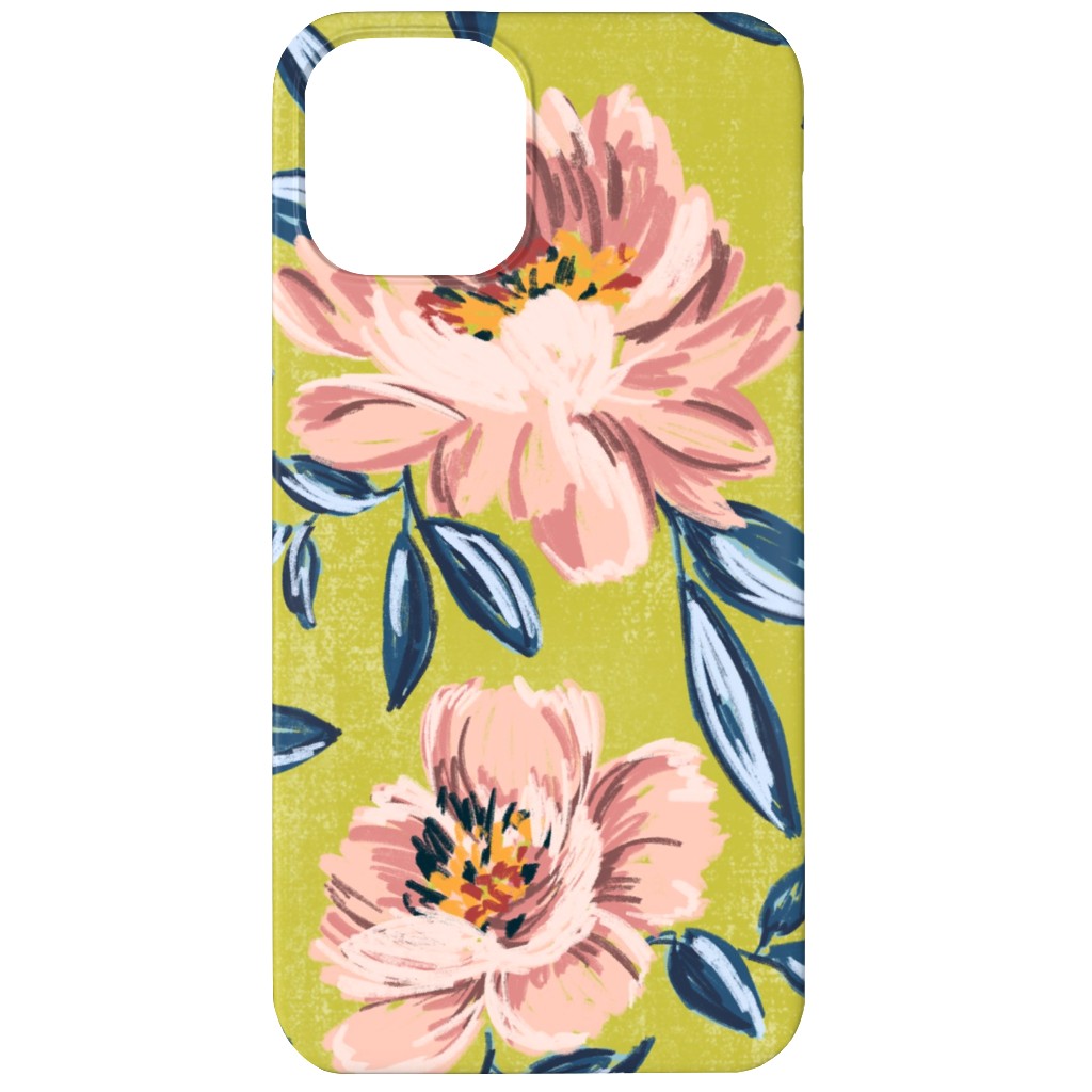 Pink Peonies Phone Case, Slim Case, Matte, iPhone 12, Green, Classic Green