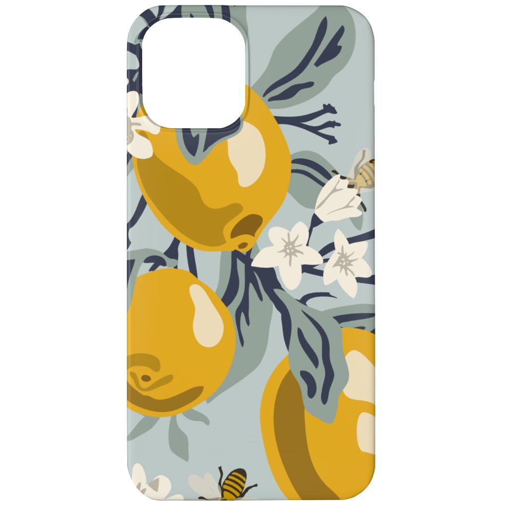 Bees & Lemons Phone Case, Slim Case, Matte, iPhone 12, Blue, Celeste