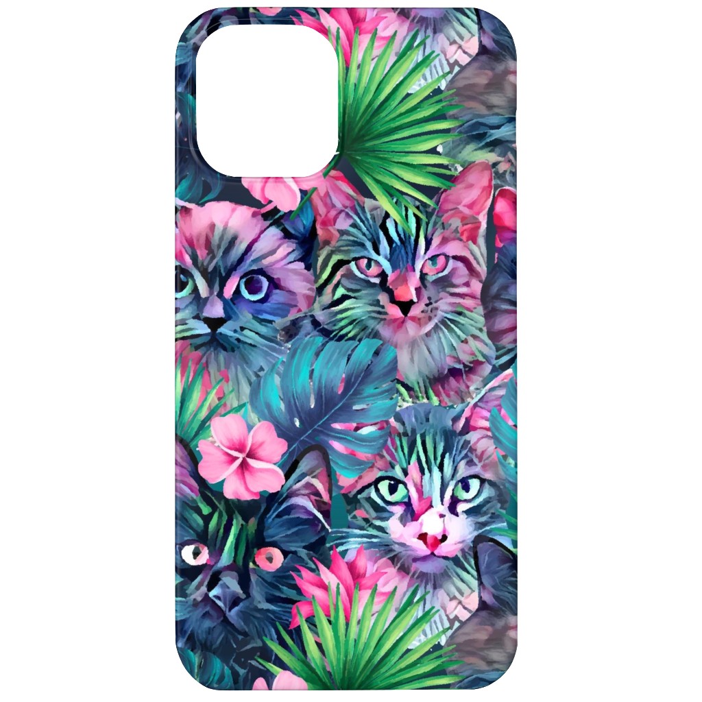Summer Floral Cats - Multi Phone Case, Slim Case, Matte, iPhone 12, Multicolor
