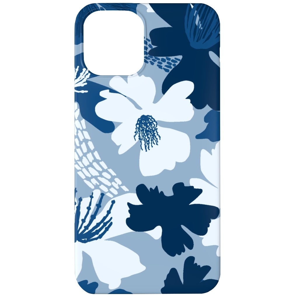 Barely Blue Floral Phone Case, Slim Case, Matte, iPhone 12, Blue, True Blue