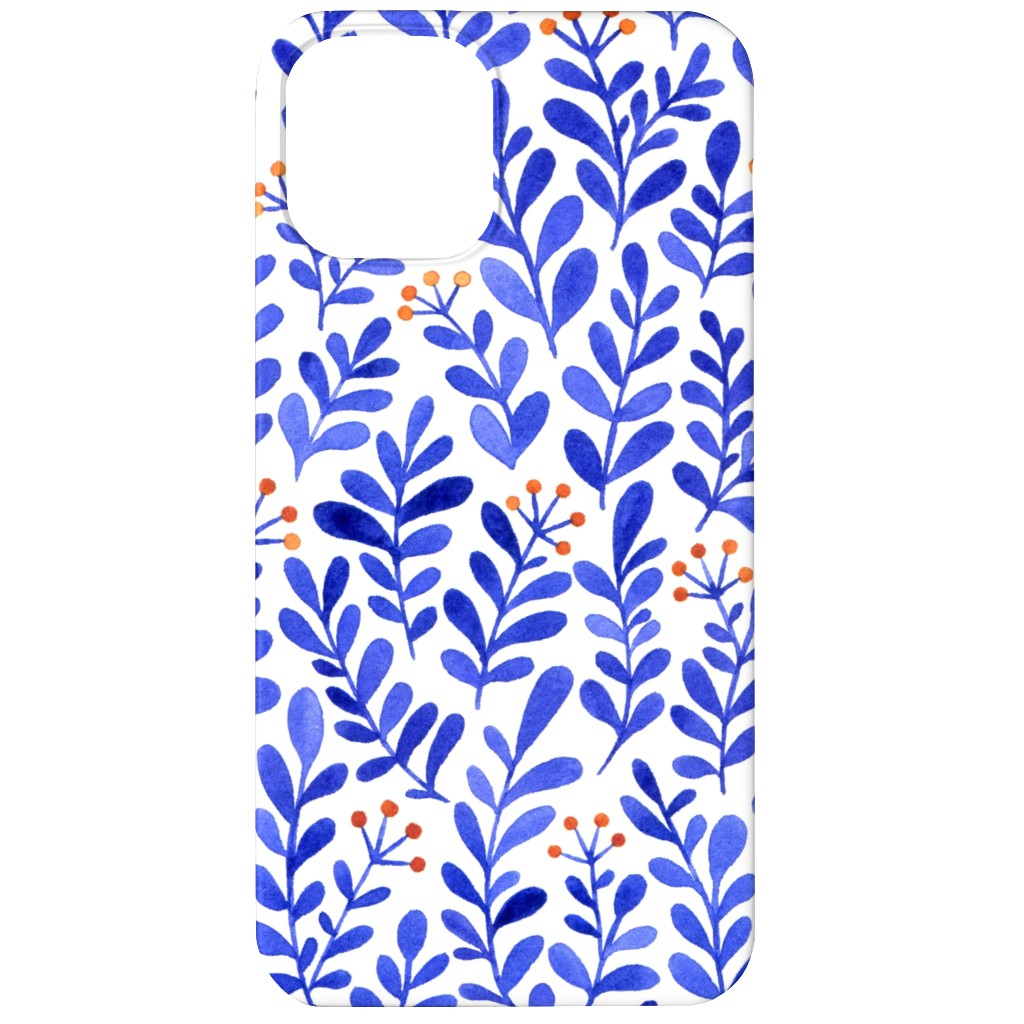 Leaves - Blue Phone Case, Slim Case, Matte, iPhone 12, Blue