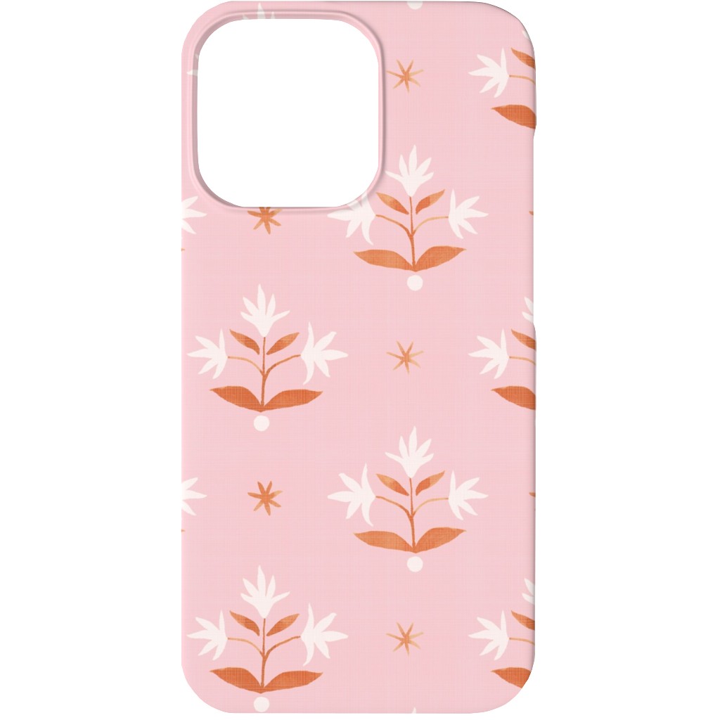 Thistle Stars - Pink and Orange Phone Case, Silicone Liner Case, Matte, iPhone 13 Mini, Pink