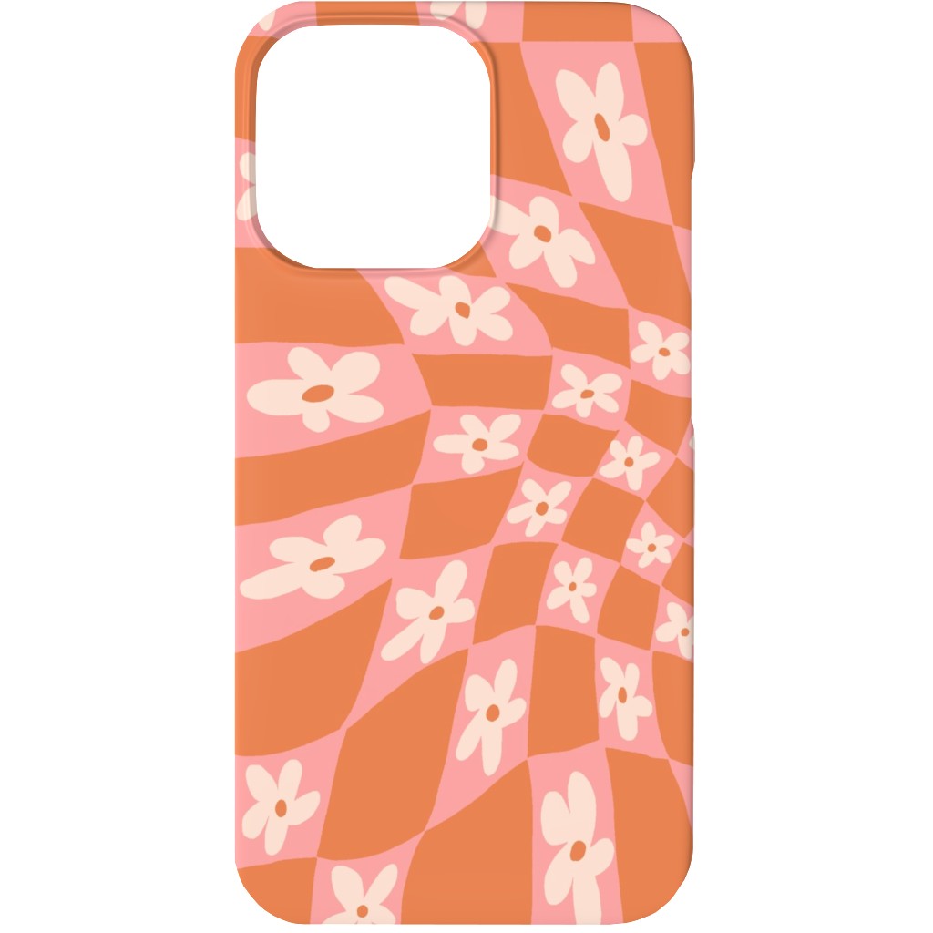 Trippy Chamomile - Floral - Orange and Pink Phone Case, Silicone Liner Case, Matte, iPhone 13 Mini, Orange
