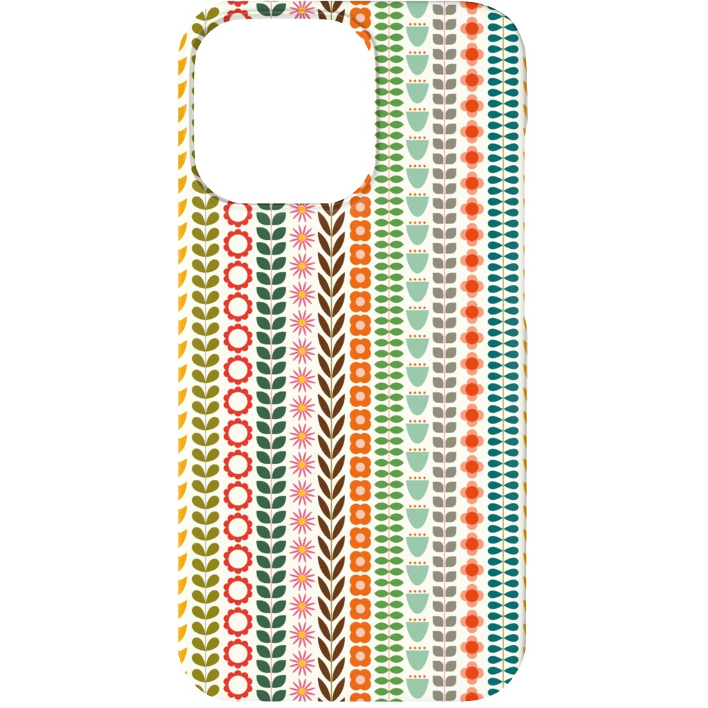 Scandinavian Folk Stripe - Multi Phone Case, Silicone Liner Case, Matte, iPhone 13 Mini, Multicolor